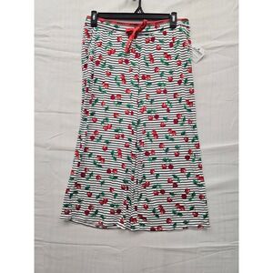 Jockey Generation Soft Touch Luxe Cherry Stripe Pajama Pants Wide Leg Large NEW